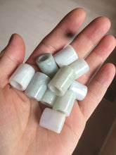 Load image into Gallery viewer, 5 pieces of100% natural light green/purple/white jadeite jade barrel beads (supply) AX37
