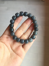 Load image into Gallery viewer, 10x8mm 100% Natural black (青花) vintage style nephrite Jade bead bracelet HN5
