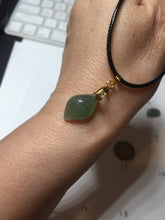 Load image into Gallery viewer, 100% natural type A icy watery dark green jadeite jade petal pendant group F159
