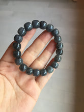 Load image into Gallery viewer, 10x8mm 100% Natural black (青花) vintage style nephrite Jade bead bracelet HN5
