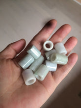 Load image into Gallery viewer, 5 pieces of100% natural light green/purple/white jadeite jade barrel beads (supply) AX37
