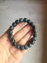Load image into Gallery viewer, 10x8mm 100% Natural black (青花) vintage style nephrite Jade bead bracelet HN5
