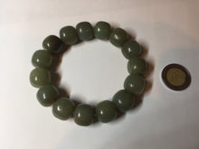 Load image into Gallery viewer, 100% Natural 13.8x12.5mm dark green/gray/brown vintage style nephrite Hetian Jade bead bracelet HF76
