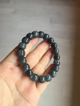 Load image into Gallery viewer, 10x8mm 100% Natural black (青花) vintage style nephrite Jade bead bracelet HN5
