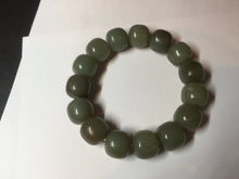 Load image into Gallery viewer, 100% Natural 13.8x12.5mm dark green/gray/brown vintage style nephrite Hetian Jade bead bracelet HF76
