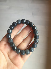 Load image into Gallery viewer, 10x8mm 100% Natural black (青花) vintage style nephrite Jade bead bracelet HN5
