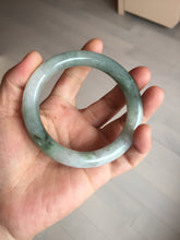 Load image into Gallery viewer, 57.5mm certified type A 100% Natural oily light green/white chubby round cut Jadeite Jade bangle BM19-2795
