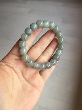 Load image into Gallery viewer, 10x8mm 100% Natural icy black sesame paste(芝麻糊冰青花) vintage style nephrite Jade bead bracelet HN6
