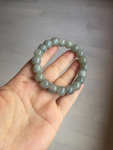 Load image into Gallery viewer, 10x8mm 100% Natural icy black sesame paste(芝麻糊冰青花) vintage style nephrite Jade bead bracelet HN6
