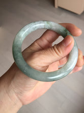 Load image into Gallery viewer, 57.5mm certified type A 100% Natural oily light green/white chubby round cut Jadeite Jade bangle BM19-2795
