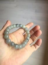 Load image into Gallery viewer, 10x8mm 100% Natural icy black sesame paste(芝麻糊冰青花) vintage style nephrite Jade bead bracelet HN6
