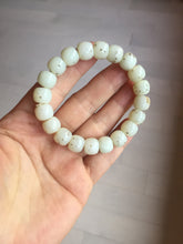 Load image into Gallery viewer, 10x8mm 100% Natural beige white brown vintage style  flying dandelions Osmanthus fragrans cake nephrite Jade bead bracelet HN4
