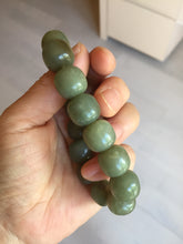 Load image into Gallery viewer, 100% Natural 13.8x12.5mm dark green/gray/brown vintage style nephrite Hetian Jade bead bracelet HF76
