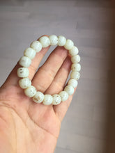 Load image into Gallery viewer, 10x8mm 100% Natural beige white brown vintage style  flying dandelions Osmanthus fragrans cake nephrite Jade bead bracelet HN4
