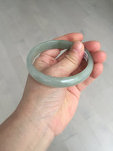 Load image into Gallery viewer, 54.5mm Certified type A 100% Natural light green round cut Jadeite bangle BM81-0421
