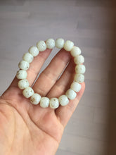 Load image into Gallery viewer, 10x8mm 100% Natural beige white brown vintage style  flying dandelions Osmanthus fragrans cake nephrite Jade bead bracelet HN4
