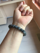 Load image into Gallery viewer, 10x8mm 100% Natural black (青花) vintage style nephrite Jade bead bracelet HN5
