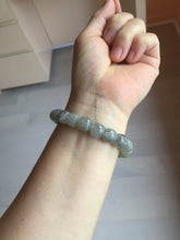 Load image into Gallery viewer, 10x8mm 100% Natural icy black sesame paste(芝麻糊冰青花) vintage style nephrite Jade bead bracelet HN6
