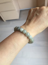 Load image into Gallery viewer, 10x8mm 100% Natural icy black sesame paste(芝麻糊冰青花) vintage style nephrite Jade bead bracelet HN6

