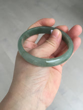 Load image into Gallery viewer, 57.6mm certificated Type A 100% Natural oily dark green/gray Jadeite Jade bangle AJ77-8579
