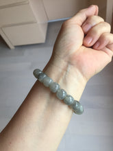 Load image into Gallery viewer, 10x8mm 100% Natural icy black sesame paste(芝麻糊冰青花) vintage style nephrite Jade bead bracelet HN6
