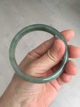 Load image into Gallery viewer, 57.6mm certificated Type A 100% Natural oily dark green/gray Jadeite Jade bangle AJ77-8579
