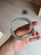 Load image into Gallery viewer, 54mm certified 100% natural type A icy watery light green/black round cut jadeite jade bangle BK9-6621
