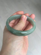 Load image into Gallery viewer, 59.5mm certified 100% Natural dark green/gray (nebula dust) chubby round cut Hetian nephrite Jade bangle HF77-0207
