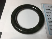 Load image into Gallery viewer, 54.7mm certified 100% Natural dark green/gray/black round cut Hetian nephrite Jade bangle HF78-0129
