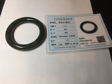 Load image into Gallery viewer, 54.7mm certified 100% Natural dark green/gray/black round cut Hetian nephrite Jade bangle HF78-0129
