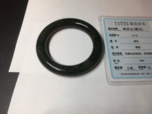 Load image into Gallery viewer, 54.7mm certified 100% Natural dark green/gray/black round cut Hetian nephrite Jade bangle HF78-0129
