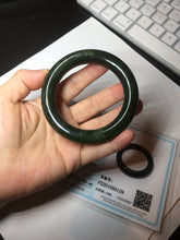 Load image into Gallery viewer, 54.7mm certified 100% Natural dark green/gray/black round cut Hetian nephrite Jade bangle HF78-0129
