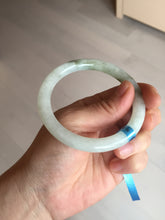 Load image into Gallery viewer, 54.5mm Certified type A 100% Natural light green round cut Jadeite bangle BM82-0413
