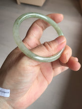 Load image into Gallery viewer, 52.7mm Certified type A 100% Natural light green yellow brown floating seaweed slim round cut Jadeite bangle E90-6616
