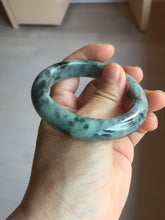 Load image into Gallery viewer, 52.5mm certified Type A 100% Natural dark green/black Jadeite Jade bangle PD135-6275
