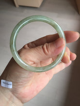 Load image into Gallery viewer, 52.7mm Certified type A 100% Natural light green yellow brown floating seaweed slim round cut Jadeite bangle E90-6616
