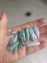 Load image into Gallery viewer, 100% Natural type A icy purple/green/white wolf fang Jadeite Jade pendant AX24
