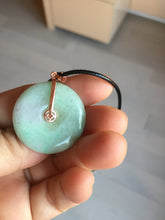 Load image into Gallery viewer, 29.8mm Type A 100% Natural suny green purple yellow(FU LU SHOU, 福禄寿) Jadeite Safety Guardian Button donuts pendant PD185
