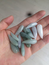 Load image into Gallery viewer, 100% Natural type A icy purple/green/white wolf fang Jadeite Jade pendant AX24
