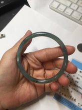 Load image into Gallery viewer, 59mm Certified Type A 100% Natural icy watery light green/blue/brown slim round cut Guatemala Jadeite bangle PC48-1474
