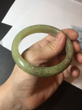 Load image into Gallery viewer, 58.4mm certified Type A 100% Natural yellow/brown flying dandelions nephrite Hetian Jade bangle HF80-0469
