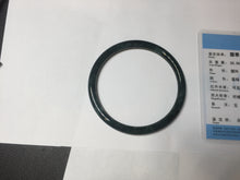 Load image into Gallery viewer, 63mm Certified Type A 100% Natural deep sea dark green/blue/black slim round cut Guatemala Jadeite bangle PC49-2048
