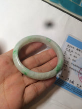 Load image into Gallery viewer, 卖了49mm certified 100% natural Type A sunny green/white oval jadeite jade bangle D108-7736
