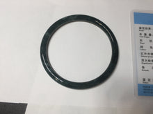 Load image into Gallery viewer, 63mm Certified Type A 100% Natural deep sea dark green/blue/black slim round cut Guatemala Jadeite bangle PC49-2048

