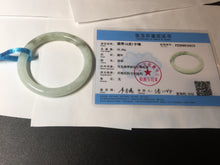 Load image into Gallery viewer, 54.5mm Certified type A 100% Natural light green round cut Jadeite bangle BM82-0413
