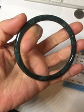 Load image into Gallery viewer, 63mm Certified Type A 100% Natural deep sea dark green/blue/black slim round cut Guatemala Jadeite bangle PC49-2048
