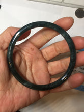 Load image into Gallery viewer, 63mm Certified Type A 100% Natural deep sea dark green/blue/black slim round cut Guatemala Jadeite bangle PC49-2048
