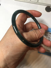 Load image into Gallery viewer, 63mm Certified Type A 100% Natural deep sea dark green/blue/black slim round cut Guatemala Jadeite bangle PC49-2048
