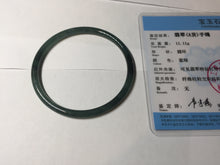 Load image into Gallery viewer, 57.5mm Certified Type A 100% Natural icy watery deep sea dark green/blue/gray/black slim round cut Guatemala Jadeite bangle AU69-3367
