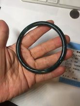Load image into Gallery viewer, 63mm Certified Type A 100% Natural deep sea dark green/blue/black slim round cut Guatemala Jadeite bangle PC49-2048
